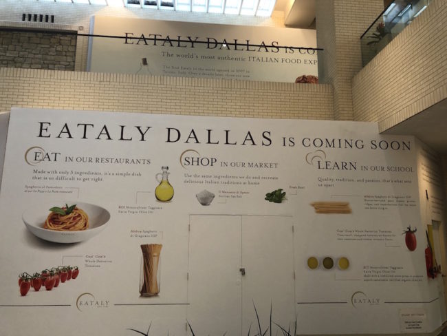 Eataly Dallas storefront "coming soon"