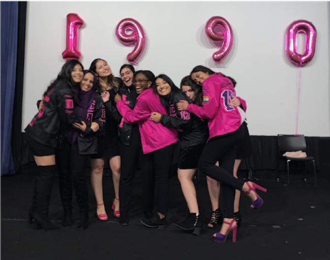 Pooja with her sorority sisters at the SLG New Member Presentation Fall 2019, during her senior year.