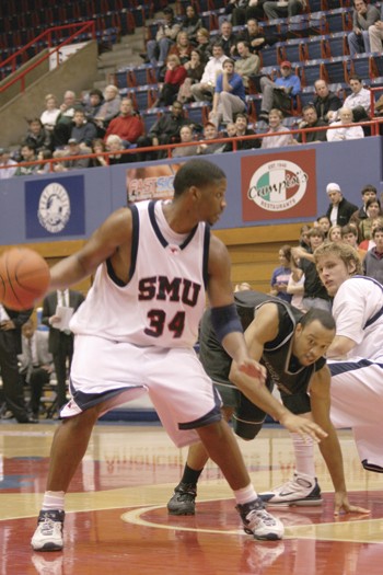 Brian Epps guards the ball during SMU's win over Tulane 55-53 on Wednesday night's game.