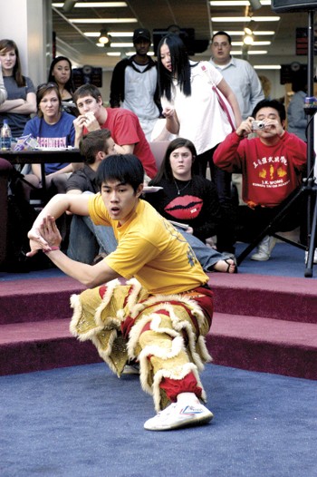 A student from the J.K. Wong Kungfu Taichi Academy performs Thursday.