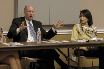 Chip Mahaney and Anna Martinez were part of a panel to discuss the job options in the journalism field. The panel was hosted by the Career Center.