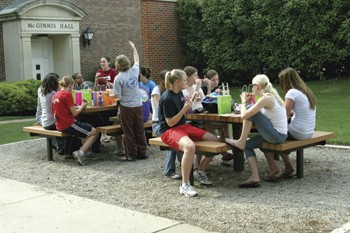 Students enjoy food provided by the Residence Hall Association. The RHA hosted the study break Monday afternoon.