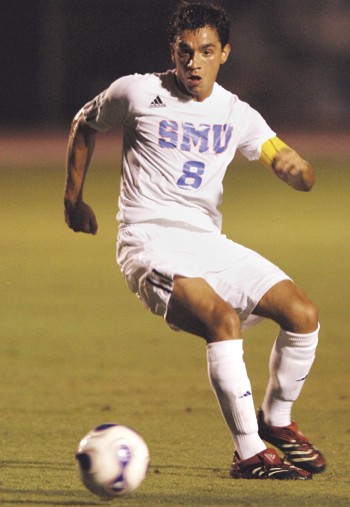 SMUs Bruno Guarda keeps his eye on the ball against UCF.