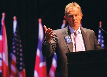Former British Prime Minister Tony Blair spoke to SMU and area high school students about global change yesterday afternoon at the Hart Global Leaders Forum in McFarlin Auditorium.