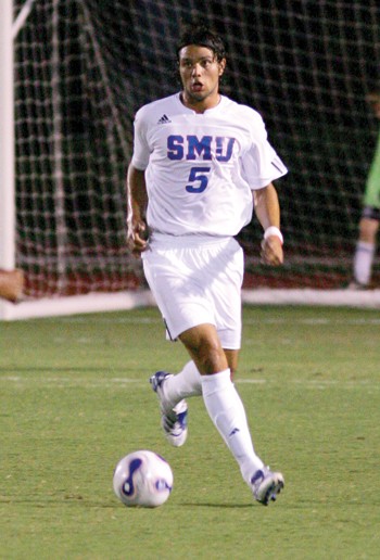 SMU junior defender Leone Cruz takes the ball upfield against St. Louis in 2007.