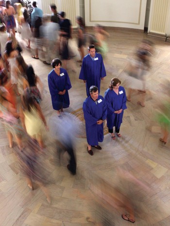 SMUs Class of 2012 passes through Dallas Hall prior to Opening Convocation, participating in one of SMUs traditions. The students will walk through Dallas Hall again when they graduate.