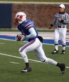 SMU's Jessie Henderson broke the NCAA record for career kickoff return yards Saturday night at Ford Stadium.