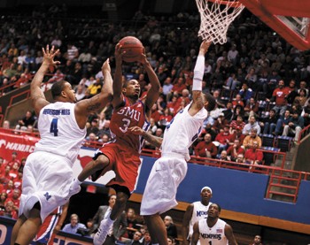 SMU guard Derek Williams  goes up for a shot against Memphis. The Mustangs will be facing California State Bakersfield Saturday at 2 p.m. 