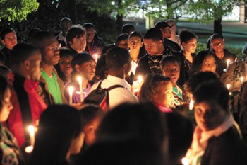 Students gather Thursday night on campus to remember Jessica Chané Waldron