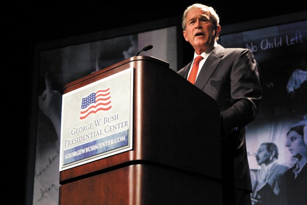 Former President George W. Bush spoke in front of a packed McFarlin Auditorium on the SMU campus last week.