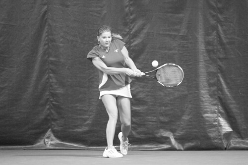 Marta Lesniak hits a backhand during one of her matches. 