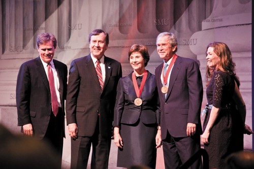 George and Laura Bush receive the 2010 Tower Medal of Freedom award Wednesday afternoon. The award is the highest honor  “bestowed upon individuals whose contributions in promoting democracy and fostering peace are recognized throughout the world.”