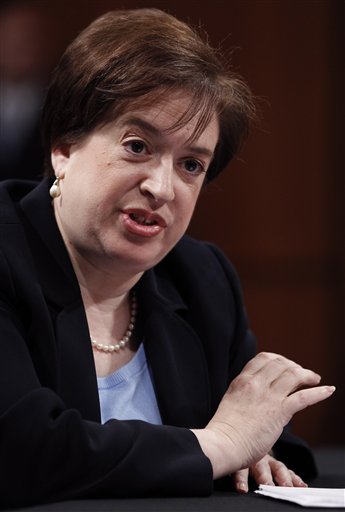 FILE - In this June 30, 2010 file photo, Supreme Court nominee Elena Kagan testifies on Capitol Hill in Washington before the Senate Judiciary Committee hearing on her nomination. A confirmation vote is all but assured for Kagan as the Senate begins debate on making her the fourth female justice.