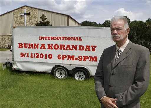 Rev. Terry Jones at the Dove World Outreach Center in Gainesville, Fla., Monday, Aug. 30, 2010. Jones plans to burn copies of the Quran on church grounds to mark the Sept. 11, 2001 terrorist attacks on the United States that provoked the Afghan war