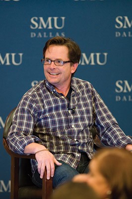 Actor and Parkinson’s disease activist Michael J. Fox speaks at the Tate Lecture Series Student Forum Tuesday afternoon in the Hughes-Trigg Ballroom.