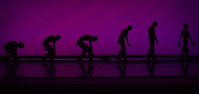 Members of the SMU Meadows Department of Dance perform “Pithecanthropus Erectus,” choreographed by Danny Buraczeski, Wednesday evening, inside the Bob Hope Auditorium as part of the department’s annual Fall Dance Concert.