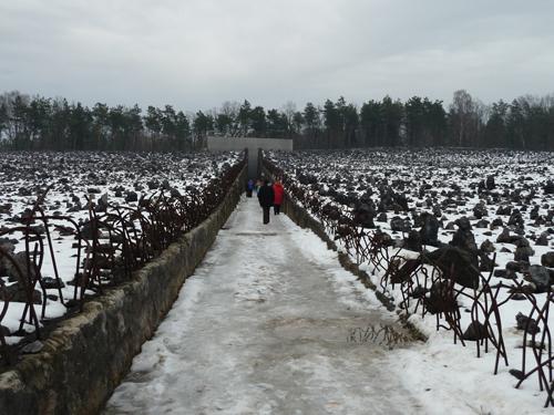 Participants in the SMU Embrey Human Rights Department’s annual World War II concentration camp observation walk through the Belzec extermination camp in the country of Poland this past Christmas Eve. (Photo courtesy of Maria Webster)