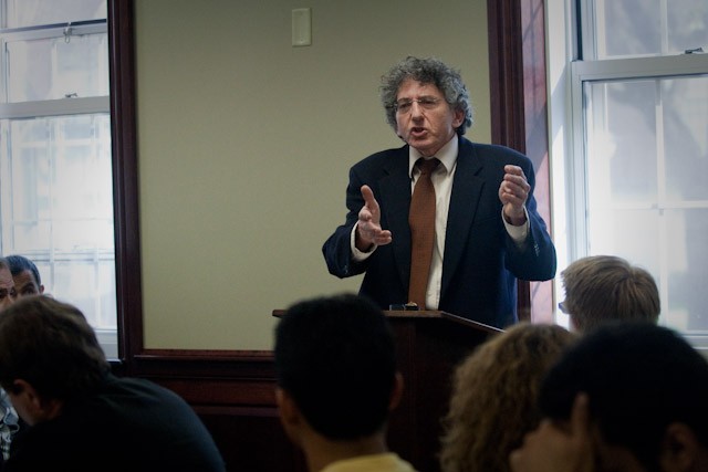 University of Maryland history professor, Jeffrey Herf, speaks to students and faculty about Nazi Propaganda at the Carr Collins law building on Friday. 