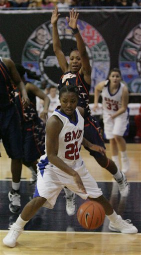 SMU point guard Alisha Fillmore attempts a drive at the C-USA NCAA women’s  basketball tournament on Wednesday against UTEP. SMU fell 75-57.. 