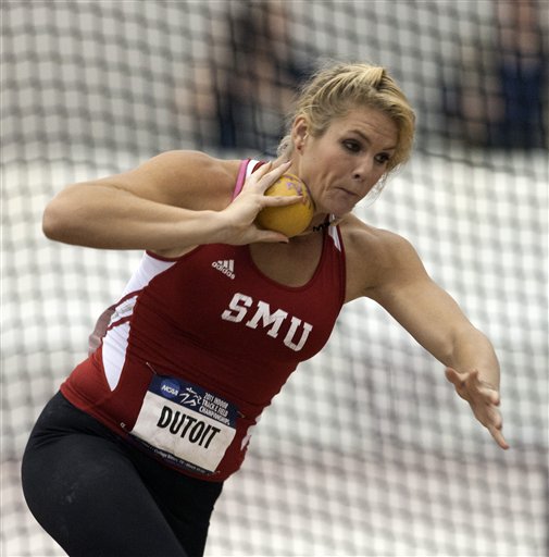 SMU’s Simone du Toit competes in the Women’s Shot Put during the March 12 NCAA college Indoor Championships at Texas A&M University in College Station. 