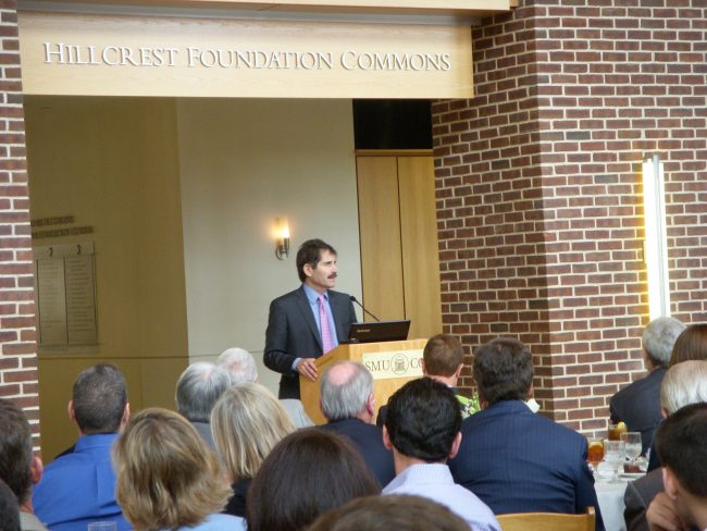 Commentator John Stossel spoke at a luncheon hosted by the William J. ONeil Center for Global Markets and Freedom Wednesday, March 30.