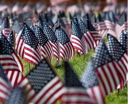 Flags planted in front of Meadows Museum to honor 9/11 victims and their families