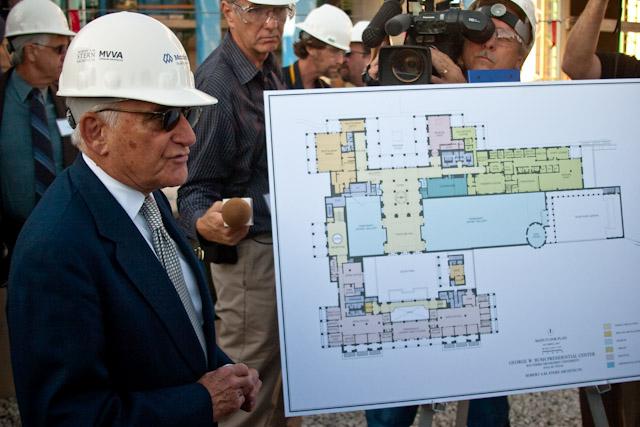 Lead architect Robert A.M. Stern explains the floor plan of the George W. Bush Presidential Center during a press tour the morning of Oct. 3. The Center will open its doors in 2013. 