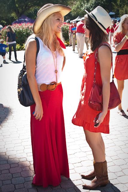 For Saturday’s football game against UCF, SMU Athletics requested that fans wear red for a full “red-out.” On the boulevard, students embraced the request, sporting unique red-infused styles and trends.