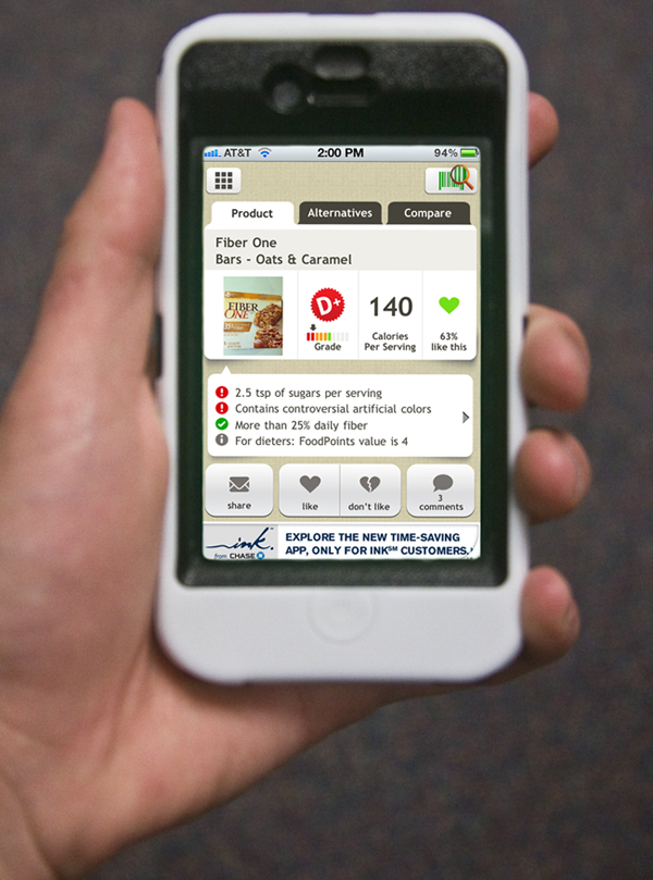 Fooducate provides nutritional information immediately to your phone.