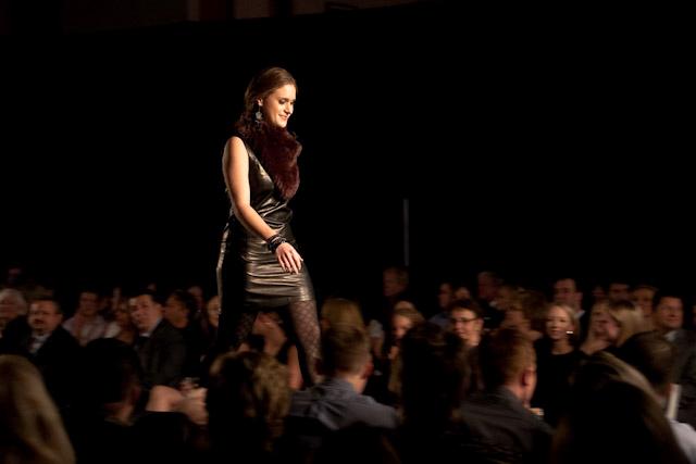 Junior Chi Omega Ansley Pridgens models in Friday evening’s annual charity fashion show hosted by Alpha Chi Omega.