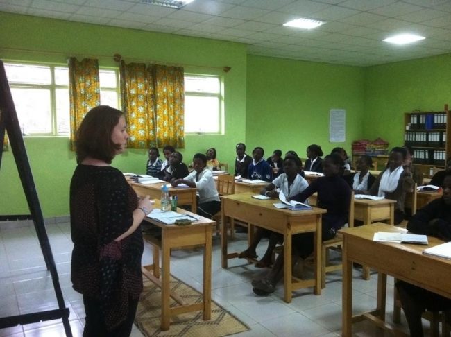 Summer Dashe’s trip to Rwanda included a visit to the students’ classroom at the non-profit college they attend. 