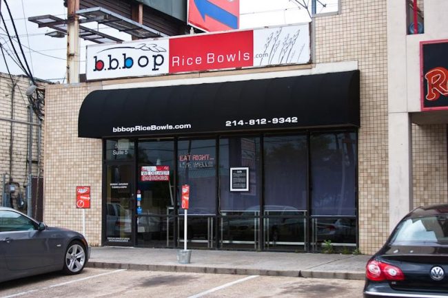 b.b.bop Rice Bowls is located at Greenville Avenue and Lovers Lane.