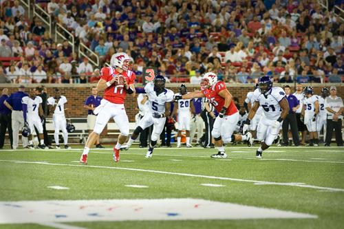 SMU defeated Stephen F. Austin University in its first home game of the year 52-0.