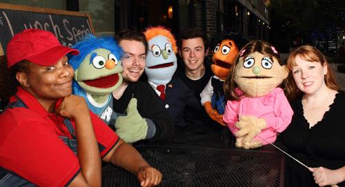 The human and puppet cast of Theatre Too’s Avenue Q. 