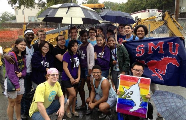 SPECTRUM+students+gathered+for+the+Pride+Parade.