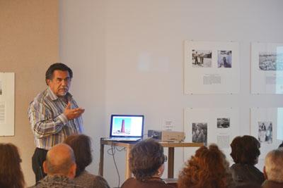 Sculptor Jesus Moroles presented at the Pollock Gallery Saturday afternoon. 