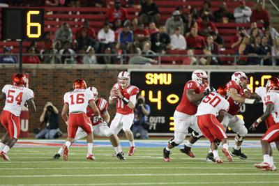 The SMU play Houston Oct. 18 in Gerald J. Ford Stadium. The Mustang won 72-42. 