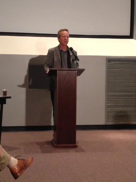 Mark McKinnon speaks to members of the Dallas Press Club last night.