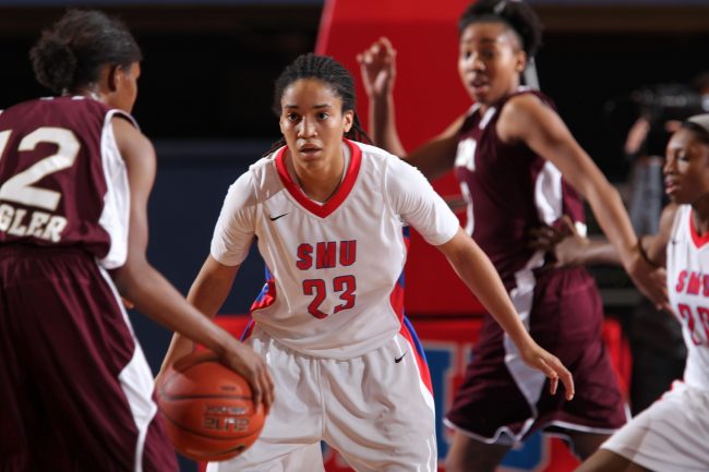 Keena Mays in the 76-56 win over Lousiana-Monroe Dec. 17 in Moody Coliseum. Mays scored 23 points.