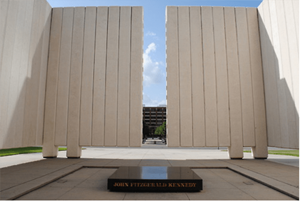 The John Fitzgerald Kennedy Memorial stands in downtown Dallas, blocks from where the president was assassinated.