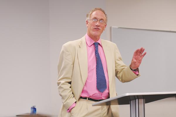 British MP Julian Brazier was invited to speak at SMU by the Maguire Center and Division of Journalism.  (RYAN MILLER / The Daily Campus)