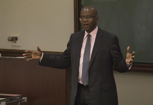 Dr. Eric G. Bing, director for global health at the Bush Institute, spoke at SMU Wednesday night. (BEN OHENE / The Daily Campus)