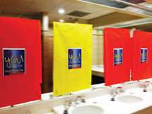 Mirrors in bathrooms across campus were covered up with signs urging students to be less concerned with how they look.Photo credit: Ben Ohene!.
