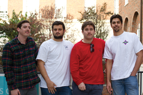 Senior members of Phi Gamma Delta Will Marston, James Mangum, Corbin Blount and Niko Lundeen participated in Movember, growing out facial hair to raise funds for prostate cancer research.Photo credit: Ellen Smith.
