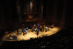 The Meadows Percussion Ensemble performed “An Evening of Percussion,” directed by Jon D. Lee Wednesday in Caruth Auditorium.Photo credit: Ellen Smith.