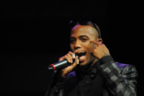 Rapper and singer-songwriter B.o.B. performs during a fundraiser for U.S. President Barack Obama before the president spoke at a campaign fundraising event at the House of Blues on the Sunset Strip on September 26, 2011 in West Hollywood, California.  (ROBYN BECK/AFP/Getty Images)