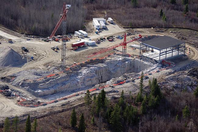 Construction crews recently completed the roof over the loading dock area at the future site of the NOvA neutrino experiment. (Courtesy of nova.fnal.gov)