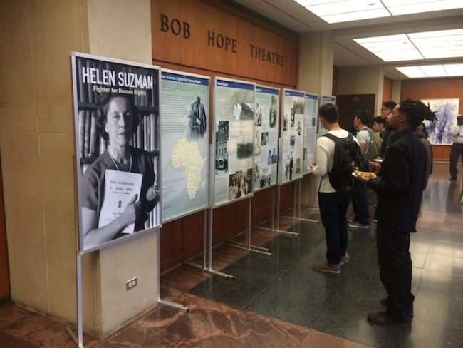SMU students view facts about Helen Suzman. Photo courtesy of Elizabeth Meyer.