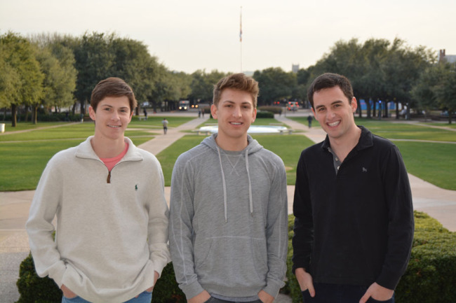 AEPi members Austin Marks, Hunter Rice and Lance Barnard. Photo credit: Ryan Miller