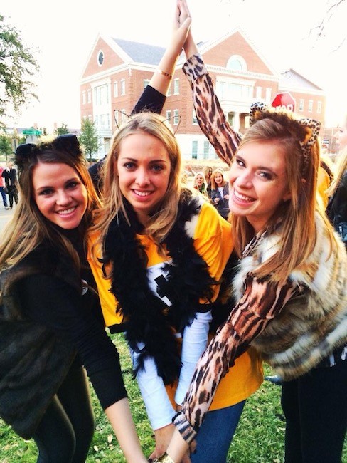 Fayner with her new Theta sisters on Bid Day.